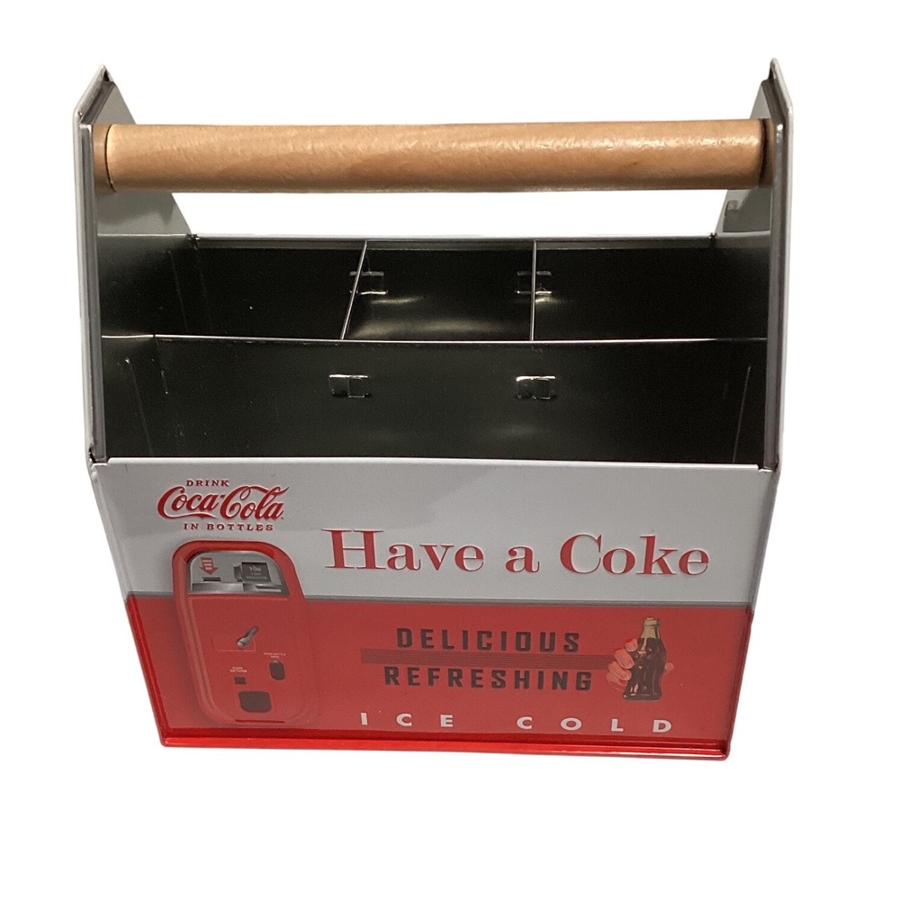 Coca‎ Cola Caddy Carrier Organizer Handle Metal Vintage Retro Drink Have A Coke